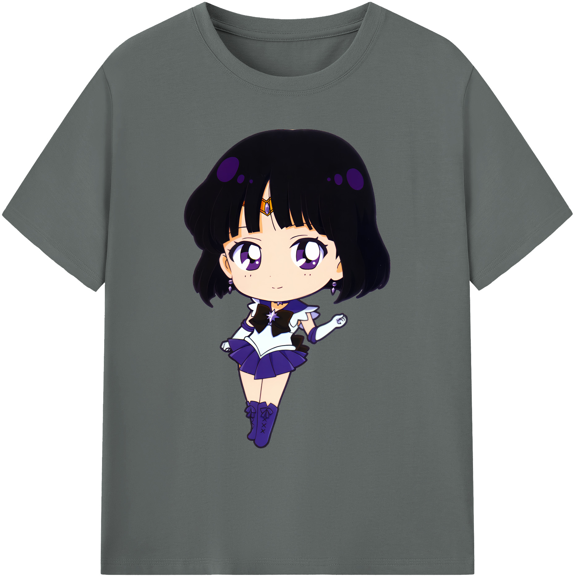 （画像用） 美少女戦士セーラームーン 土萠ほたる Sailor Moon Tomoe Hotaru （セーラーサターン；Sailor Saturn） 綿100％ メンズ半袖Tシャツ｜肌触りやわらか＆通気性